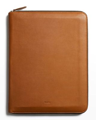 Men's Work Folio A5 Leather Zip Tech Organizer Case