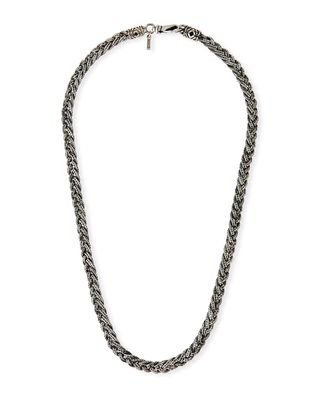 Men's Woven Foxtail Chain Necklace, Silver