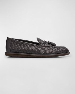 Men's Woven Leather Tassel Loafers