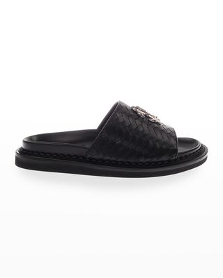 Men's Woven Logo Slide Sandals