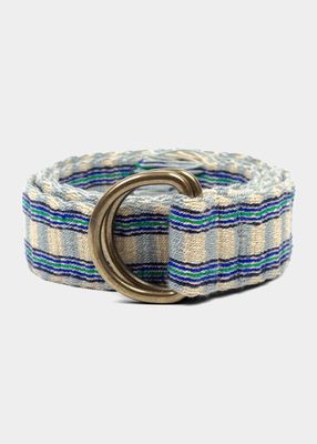 Men's Woven Stripe D-Ring Buckle Belt