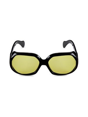 Men's Yamina 57MM Geometric Sunglasses - Black Warm Olive