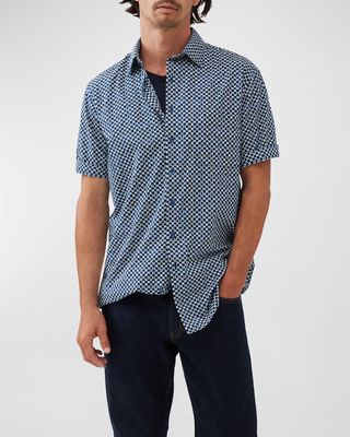 Men's Yates Point Geometric-Print Short-Sleeve Shirt