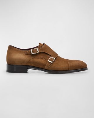 Men's York Suede Double-Monk Strap Loafers