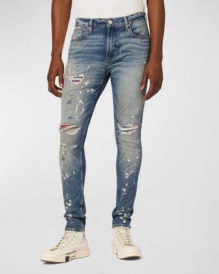 Men's Zack Distressed Splatter Skinny Jeans