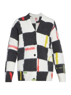 Men's ZEGNA x The Elder Statesman Checked Wool & Cashmere Cardigan - White Black - Size Small