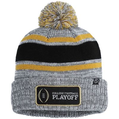 Men's Zephyr Gray College Football Playoff Granite Cuffed Knit Hat with Pom