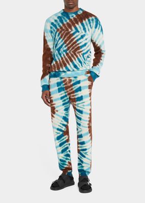 Men's Zigzag Tie-Dye Cashmere Jogger Pants