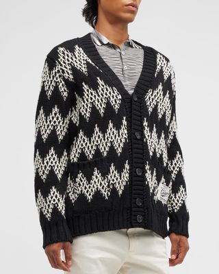Men's Zigzag Wool Cardigan Sweater