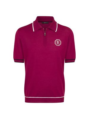 Men's Zip Polo Shirt - Red - Size 48