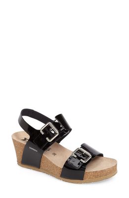 Mephisto Lissandra Platform Wedge Sandal in Black Patent Leather