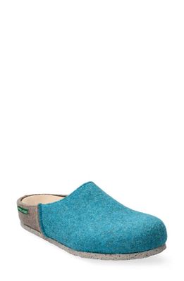 Mephisto Polli Wool Slipper in Turquoise Sweety Taupe/Grey