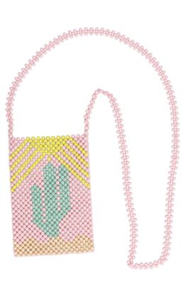 MERCEDES SALAZAR Cactus Beaded Handmade Crossbody Bag in Pink