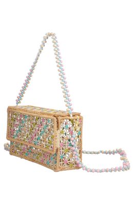 MERCEDES SALAZAR Pure Magic Zequin Raffia Handbag in Natural/Light Pink