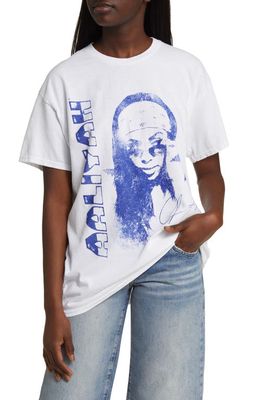 Merch Traffic Aaliyah Sunglasses Graphic T-Shirt in White Overdye