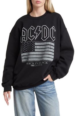 Merch Traffic AC/DC Cotton Graphic Sweatshirt in Black