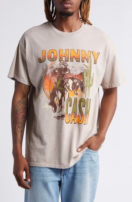 Merch Traffic Johnny Cash Cotton Graphic T-Shirt in Tan