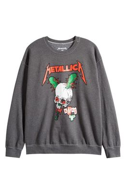 Merch Traffic Metallica Christmas Cotton Graphic Sweatshirt in Black Pigment Wash