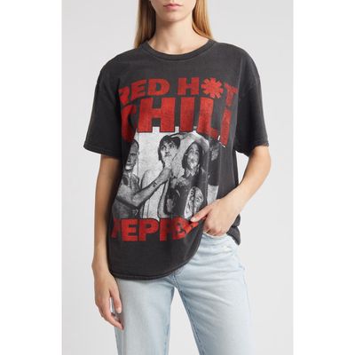 Merch Traffic Red Hot Chili Peppers Oversize Graphic T-Shirt in Black