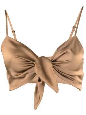 Merci bow-detail cropped top - Brown