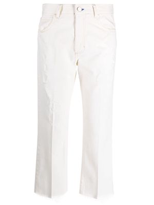 Merci distressed-effect cropped trousers - Neutrals
