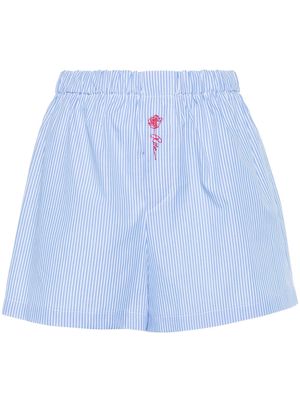 Merci embroidered-logo striped shorts - Blue