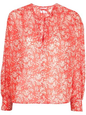 Merci floral-print cotton blouse - Red