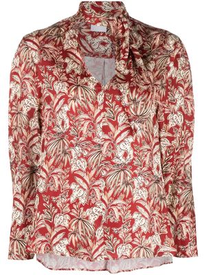 Merci floral print long-sleeved blouse - Red
