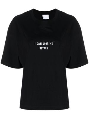 Merci slogan-print cotton T-shirt - Black
