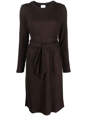 Merci tied-waist ribbed-knit dress - Brown