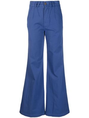 Merci wide-leg cotton-poplin trousers - Blue
