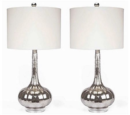 Mercury Antiqued Glass Table Lamps, Set of 2 by Abbyson Living
