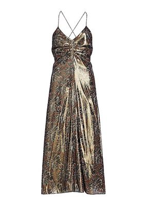 Meredith Metallic Silk-Blend Midi-Dress