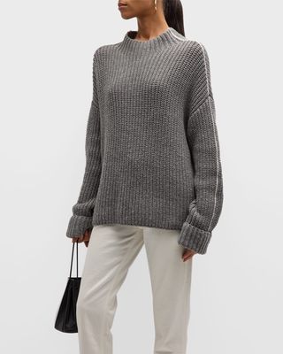 Merino Wool Blend Chunky Rib Sweater