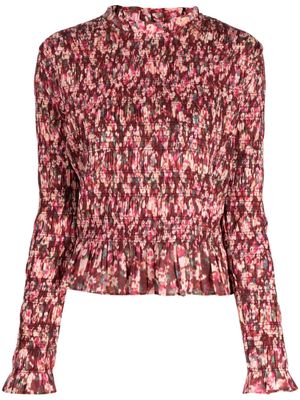 Merlette floral-print cotton top - Red