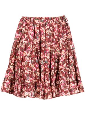 Merlette floral-print tiered cotton skirt - Multicolour