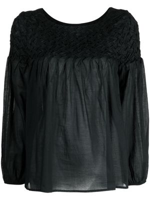 Merlette semi-sheer knotted blouse - Black