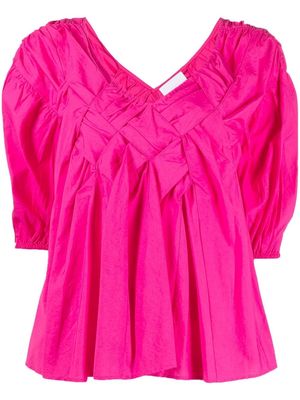 Merlette V-neck cotton blouse - Pink