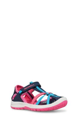 Merrell Kids' Dragonfly Sandal in Navy/Turquoise/Pink