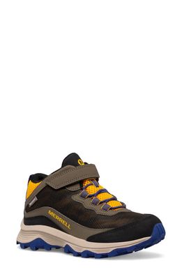Merrell Kids' Moab Speed Mid A/C Waterproof Hiking Sneaker in Black/Cobalt/Gold