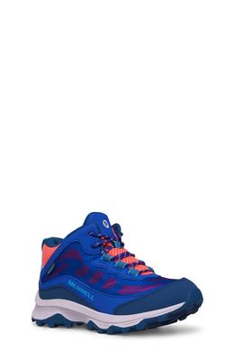 Merrell Kids' Moab Speed Waterproof Mid Top Sneaker in Blue/Berry/Turq