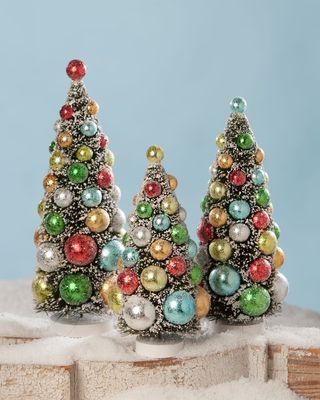 Merry & Bright Bottle Brush Christmas Trees, Set of 3
