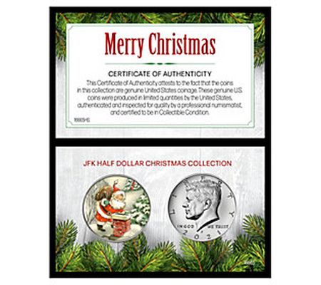 Merry Christmas Santa Half Dollar With 2021 JFK Coin Set