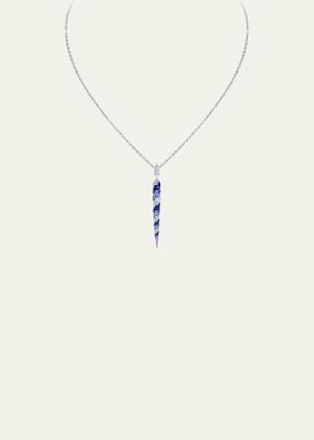 Merveilles Medium Icicle Blue Sapphire Pendant Necklace in White Gold