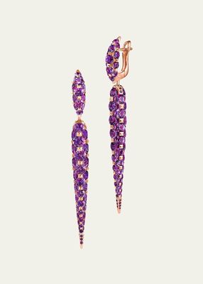 Merveilles Rose Gold Medium Icicle Drop Earrings with Amethyst