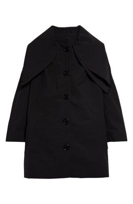 Meryll Rogge Bandana Collar Nylon Taffeta Trench Coat in Black