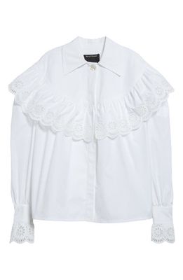 Meryll Rogge Broderie Anglaise Cotton Poplin Button-Up Shirt in White