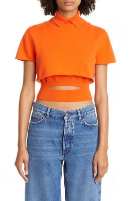 Meryll Rogge Crop Two-Piece Cashmere Sweater Set in Orange
