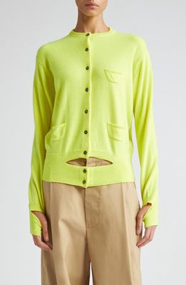 Meryll Rogge Cutout Cashmere Cardigan in Neon Yellow