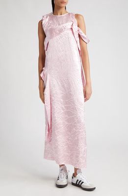 Meryll Rogge Deconstructed Crystal Button Crinkle Satin Dress in Pink